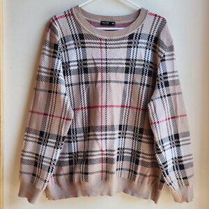 NWOT SHEIN Curve Plaid Scoop Neck Sweater Size 1XL